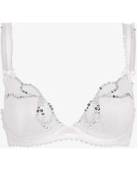 Agent Provocateur - Melle Sequin-embellished Underwired Woven Plunge Bra - Lyst