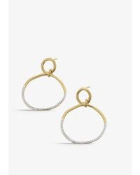 Monica Vinader Riva Ripple Recycled 18ct Yellow -plated Vermeil Sterling-silver And 0.17ct Pavé Diamonds Cocktail Earrings - Metallic