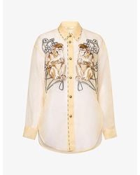 KHAITE - Goya Sheer Embroidered Silk-Organza Shirt - Lyst