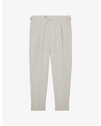 Reiss - Finch Checked Linen And Cotton Trousers - Lyst