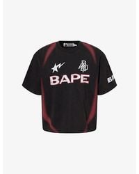 A Bathing Ape - Football Multi-Logo Cotton T-Shirt - Lyst