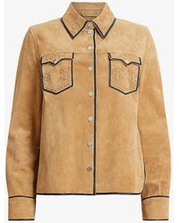 AllSaints - Karlson Lea Stud-embellished Relaxed-fit Suede Shirt - Lyst