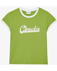 Claudie Pierlot - Logo-embroidered Cotton T-shirt - Lyst