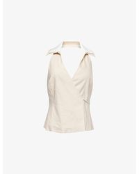 Jonathan Simkhai - Campbell Halterneck Sleeveless Linen-Blend Shirt - Lyst