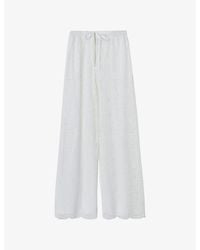 Claudie Pierlot - Wide-Leg Elasticated-Waist Lace Trousers - Lyst