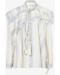 Lemaire - Asymmetric-neck Relaxed-fit Cotton-blend Shirt - Lyst