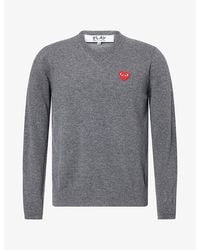COMME DES GARÇONS PLAY - Heart Motif-Logo V-Neck Wool Jumper - Lyst