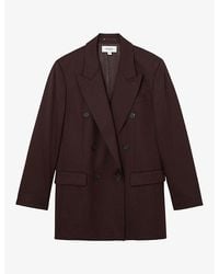 Reiss - Leisel Double-Breasted Wool-Blend Blazer - Lyst