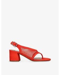 Alaïa - Fishnet 55 Block-Heel Leather Sandals - Lyst