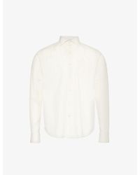 Oscar Jacobson - Long-sleeved Patch-pocket Cotton Shirt - Lyst