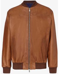 Eleventy - Bomber Stand-collar Leather Jacket - Lyst
