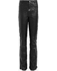 AllSaints - Pearson Slim-fit Mid-rise Leather Trousers - Lyst