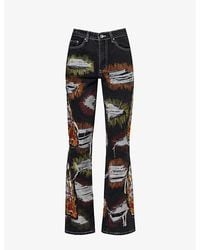 Who Decides War - Faded-wash Graphic-print Regular-fit Straight-leg Jeans - Lyst