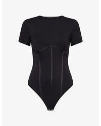 GOOD AMERICAN - Scuba Corset Stretch-Woven Bodysuit - Lyst