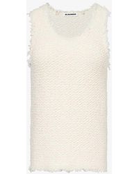 Jil Sander - Bouclé Raw-trim Cotton-blend Knitted Top - Lyst