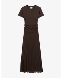 Claudie Pierlot - Pleated Semi-Sheer Jersey Midi Dress - Lyst