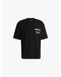 HUGO - Branded-Print Short-Sleeved Cotton-Jersey T-Shirt - Lyst