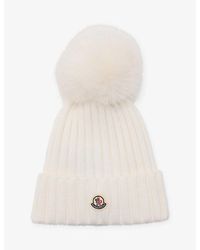 Moncler - Logo-Patch Ribbed Wool Beanie Hat - Lyst