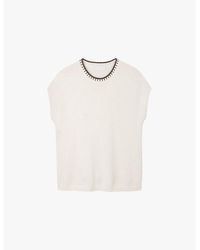 The White Company - Embroidered-Stitch Sleeveless Knitted Top - Lyst