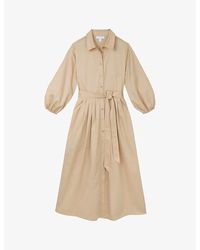 The White Company - The Company Belted Cotton-Poplin Midi Dress - Lyst