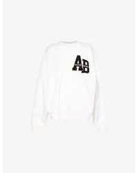 Anine Bing - Miles Flocked-Letter Relaxed-Fit Cotton-Jersey Sweatshirt - Lyst