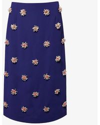 Dries Van Noten - Bead-embellished High-rise Woven Midi Skirt - Lyst