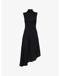 Alaïa - Ray Knit-Panel Wool Midi Dress - Lyst