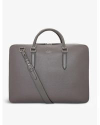 Smythson Ludlow Slim Leather Briefcase - Grey