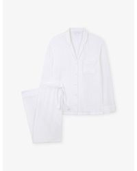 The White Company - Relaxed-Fit Stitched-Trim Cotton Pyjamas - Lyst
