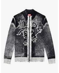DIESEL - Griffin Motif Zip-Up Cotton Cardigan - Lyst