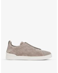 Zegna - Triple Stitch Contrast-sole Suede Low-top Trainers - Lyst