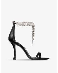 Jimmy Choo - Verity 100 Crystal-Embellished Metallic-Leather Heeled Sandals - Lyst