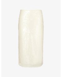 Stella McCartney - Sequin Fishnet-Texture Woven-Blend Midi Skirt - Lyst