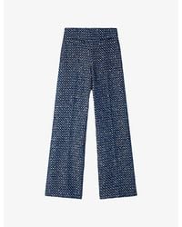 Sandro - Straight-Leg Sequin-Embellished Cotton Trousers - Lyst