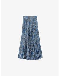 Sandro - Floral-print High-rise Woven Midi Skirt - Lyst