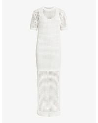 AllSaints - Paloma Open-knit Woven T-shirt Dress - Lyst