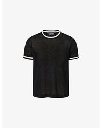 Max Mara - Contrast-Stripe Trim Linen Top - Lyst