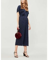 Whistles - Waist-tie Back Star-jacquard Woven Jumpsuit - Lyst