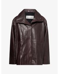 Nour Hammour - Lowen High-Neck Leather Jacket - Lyst