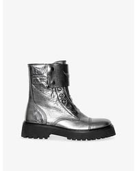 Zadig & Voltaire - Joe Fast Vintage Metal Leather Ankle Boots - Lyst