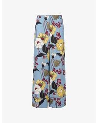 Marni - Floral Wide-Leg Satin Trousers - Lyst