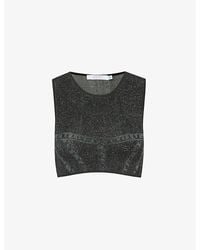 Ph5 - Lillian Cropped Recycled Viscose And Rayon-blend Knitted Top - Lyst