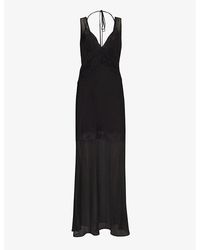 Sir. The Label - Avellino Layered Lace-trim Sheer Silk Maxi Dres - Lyst