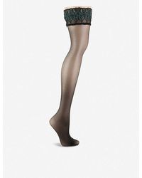 Falke Women's 3009 Black Lunelle Peacock Hold-ups