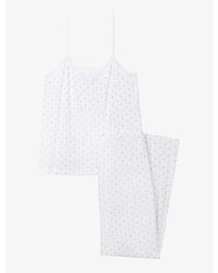 The White Company - Floral-print Cami Stretch-jersey Pyjamas - Lyst