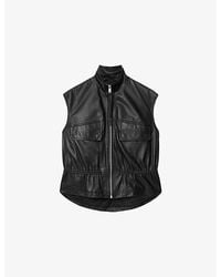 AllSaints - Flor Funnel-Neck Leather Gilet - Lyst