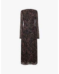 Whistles - Abstract Zebra-Print Stretch-Mesh Midi Dress - Lyst