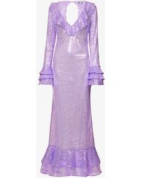 Amy Lynn - Semi-sheer Rhinestone-embellished Woven Maxi Dress - Lyst