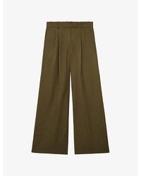 Reiss - Cora Pleated Wide-Leg Woven Trousers - Lyst