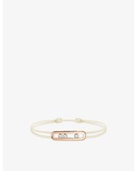 Messika - Cares Pavé 18Ct Rose- And 0.26Ct Diamond Cord Bracelet - Lyst